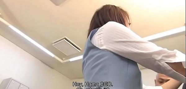  Asian office worker gretting the CEO with her pussy